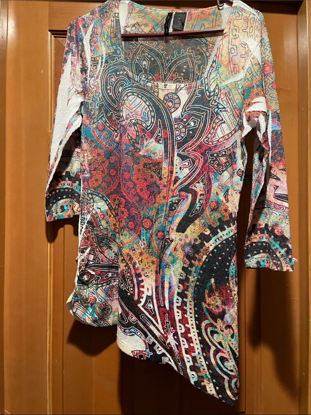 St Tropez west Women's Multicolor  Paisley Asymmetric Tunic Top
